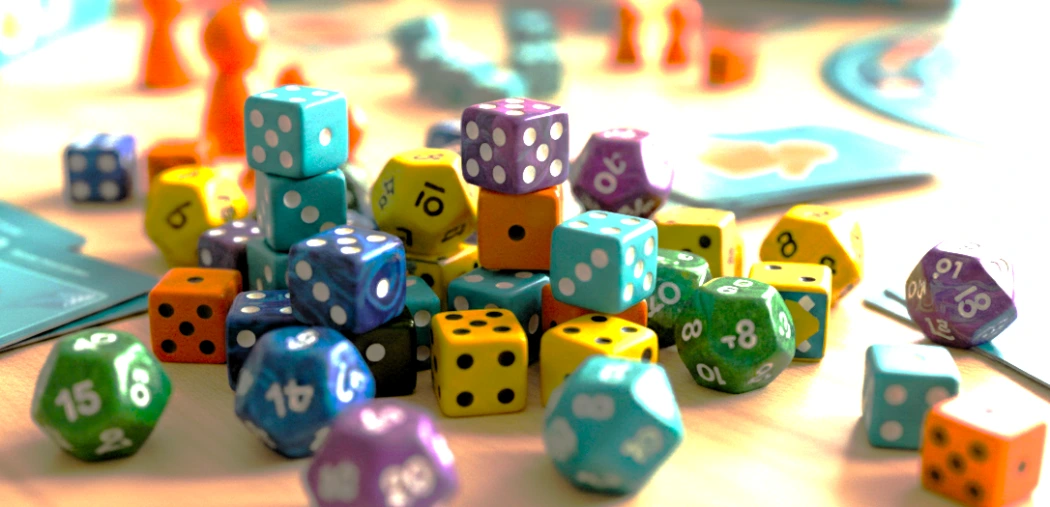 Dados de colores para juegos de mesa y rol, dados poliédricos y estándar en Sacamos los Juegos