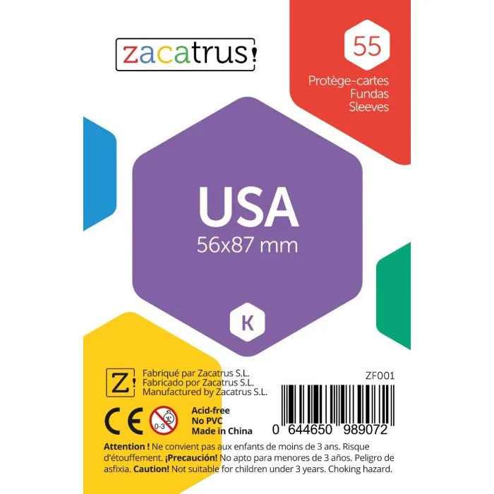 [ZAC-0038] Fundas Zacatrus USA (56 x 87 mm) - 55 uds.