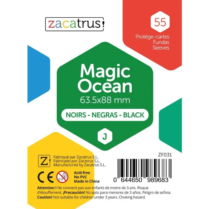 [ZAC-0031] Fundas Zacatrus Ocean Premium NEGRAS (63,5 x 88 mm) - 55 uds.